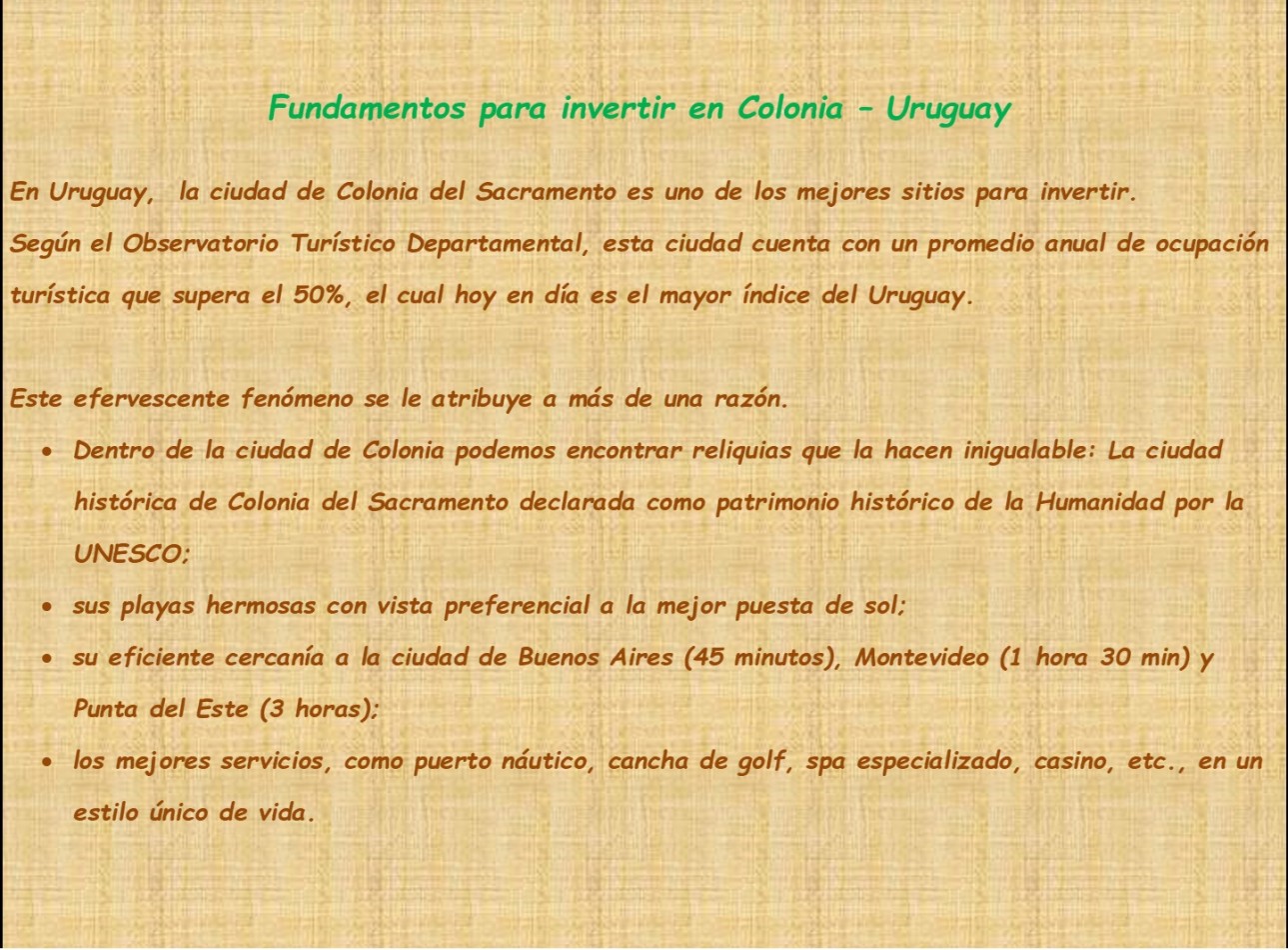 FRACCION DE 2 HECTAREAS SOBRE PLAYA FERRANDO COLONIA URUGUAY